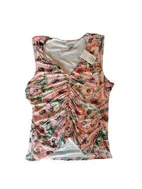 A New Day Sleeveless Pink Floral Top XL Recycled Polyester Blend Lightweight